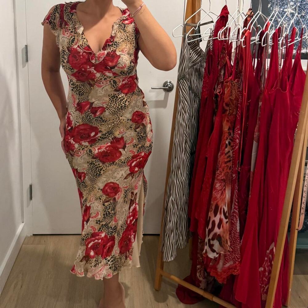Euro Vintage Animal Print Midi Dress